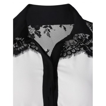 Lace Panel Eyelash Belted Dress - White