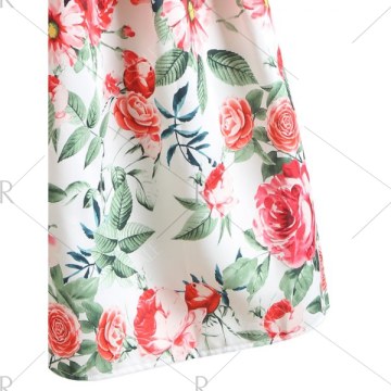 Lace Panel Floral Fit and Flare Dress -