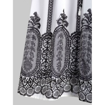 Lace-up Backless Printed Spaghetti Strap Dress - White