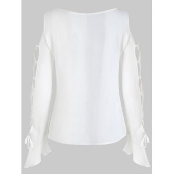 Lace Up Lace Insert Top - White