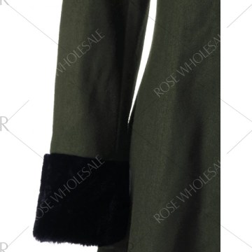 Lace Up Longline Hooded Coat - Olive Green