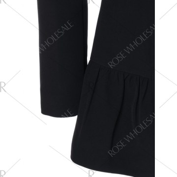 Lapel Collar Asymmetrical Zipper Coat - Black