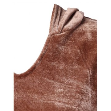 Large Front Pocket Velvet Hoodie - ahogany