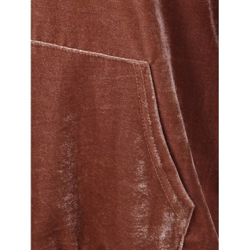 Large Front Pocket Velvet Hoodie - ahogany