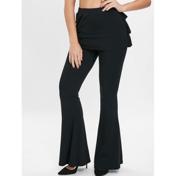 ayered Ruffle Skirt Pants - Black