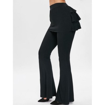 ayered Ruffle Skirt Pants - Black