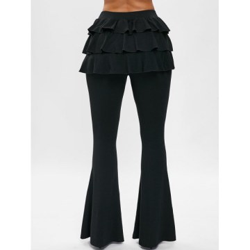 ayered Ruffle Skirt Pants - Black