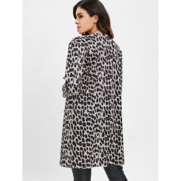 Leopard Longline Coat with Pockets - Leopard