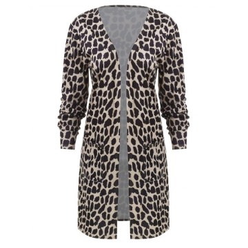 Leopard Longline Coat with Pockets - Leopard