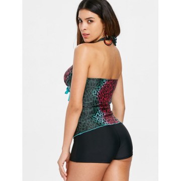 Leopard oulded Tankini Set - Black