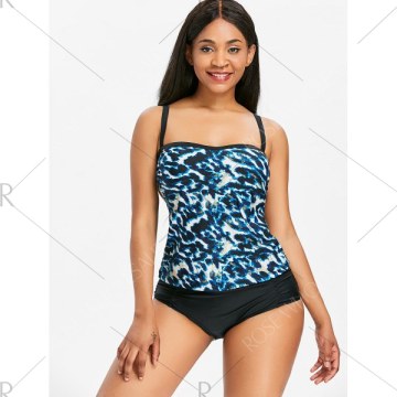 Leopard Printed Spaghetti Strap Tankini -