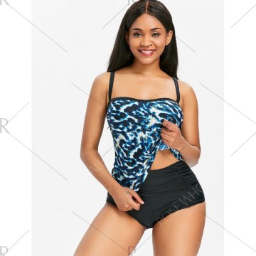 Leopard Printed Spaghetti Strap Tankini -
