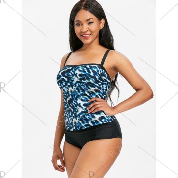Leopard Printed Spaghetti Strap Tankini -
