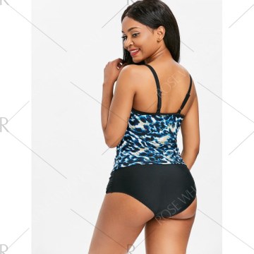 Leopard Printed Spaghetti Strap Tankini -