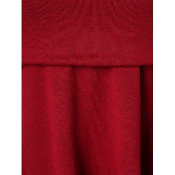 Long Asymmetrical Hooded Knitwear - Red Wine