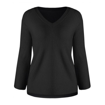 Long Sleeve Asymmetrical Sweater - Black