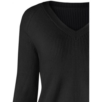 Long Sleeve Asymmetrical Sweater - Black
