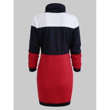 Long Sleeve Casual Contrast Dress -