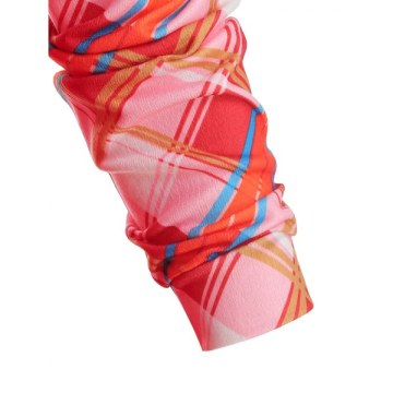 Long Sleeve Checked Panel Top - Red