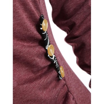 ong Sleeve Cowl Neck Tunic T-shirt - Red Wine