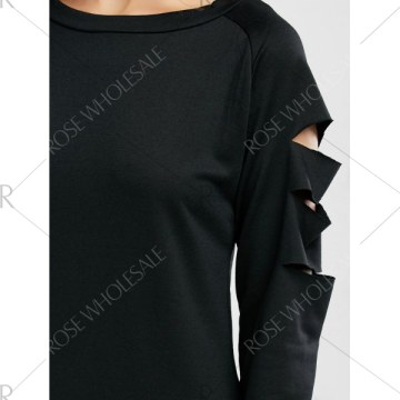 ong Sleeve Cut Out Tee - Black