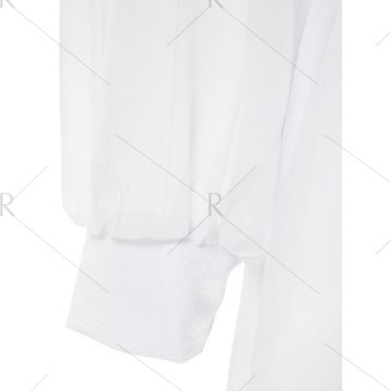 Long Sleeve Deep Plunging V Neck Slit axi Dress - White