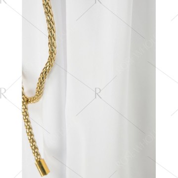 Long Sleeve Deep Plunging V Neck Slit axi Dress - White