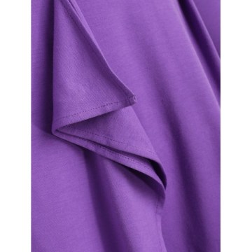 Long leeve Deep V Neck T-shirt - Purple