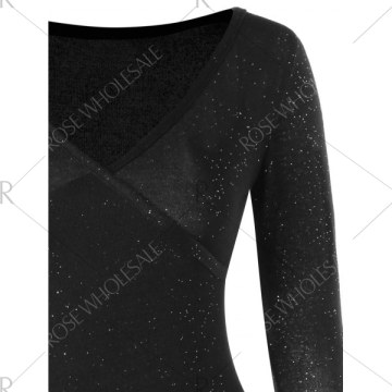 ong Sleeve High Slit Club Dress - Black