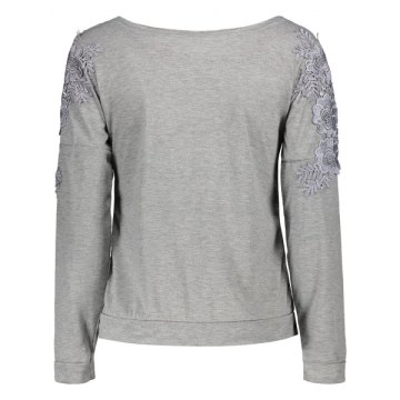 ong Sleeve ace Embellished T-Shirt - Gray