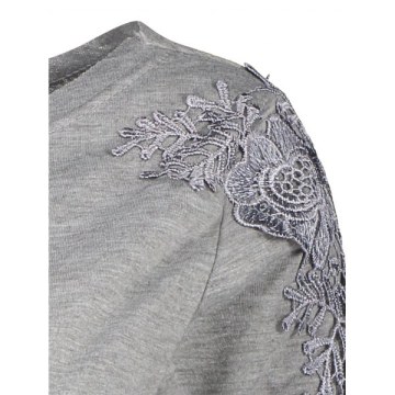 ong Sleeve ace Embellished T-Shirt - Gray