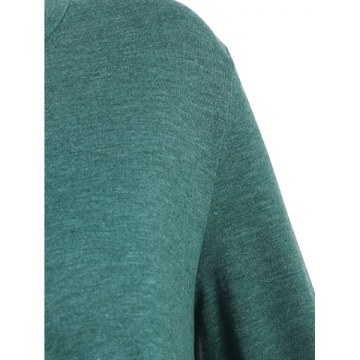 Long Sleeve Lace Panel Tee shirt - Greenish Blue