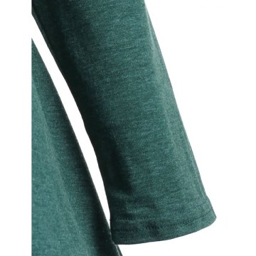 Long Sleeve Lace Panel Tee shirt - Greenish Blue