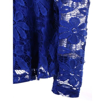 Long Sleeve Lace Skirted Blouse - Royal Blue