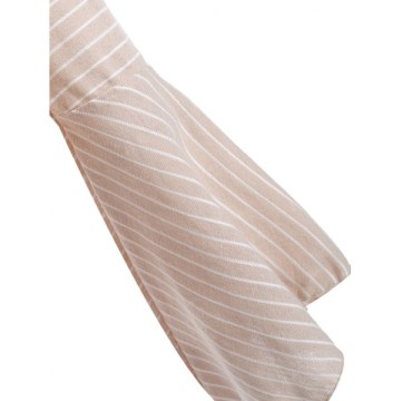 ong Sleeve Off The Shoulder Striped Blouse - Apricot