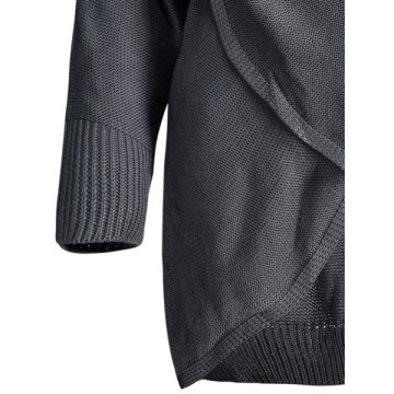 Long Sleeves V-Neck Cross Pullover Sweater - Deep Gray