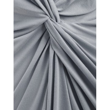 ow Cut Asymmetrical ong Sleeve Bodycon Dress - ight Gray