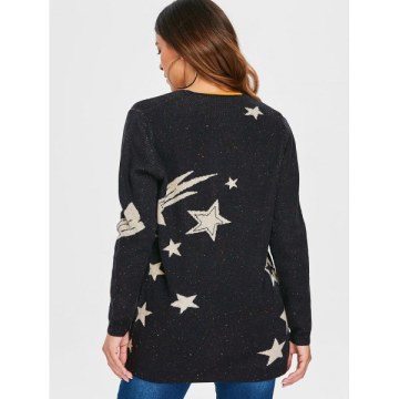 Low Cut Star Print Cardigan -