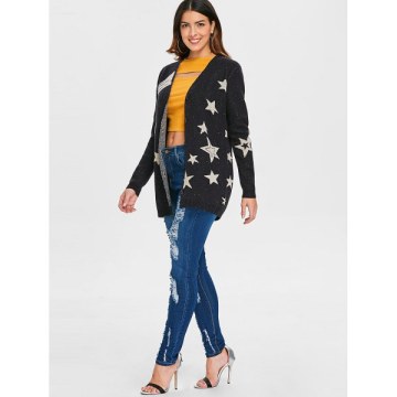 Low Cut Star Print Cardigan -