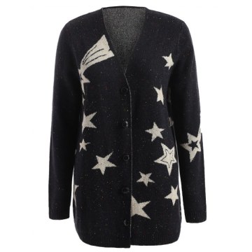 Low Cut Star Print Cardigan -