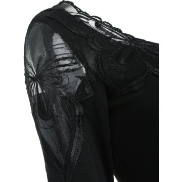 Mesh Insert High Waist Dress - Black