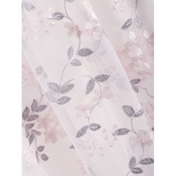 Mesh Panel Floral Embroidery Dress - akura Pink