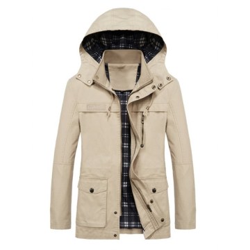 Middle-aged Men Winter Brushed Cotton Parka - Black