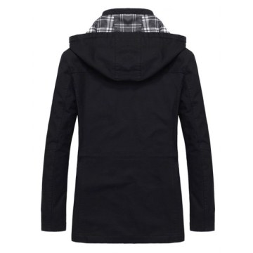Middle-aged Men Winter Brushed Cotton Parka - Black