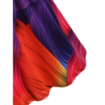 Multicolor Printed Sleeveless Mini Dress - Black