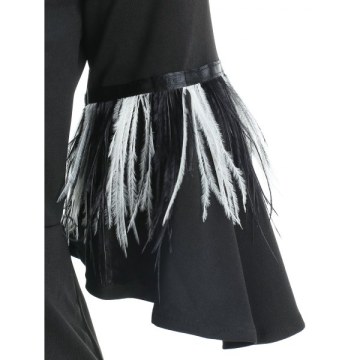 Off Shoulder Fringed Sleeve Fitted Dress - Black