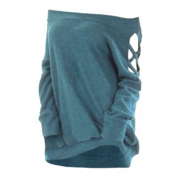 Off The houlder Crisscross Cutout Tunic Knitwear - Grayish Turquoise