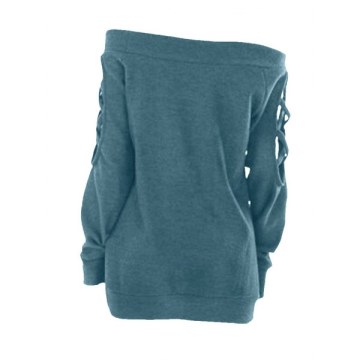 Off The houlder Crisscross Cutout Tunic Knitwear - Grayish Turquoise