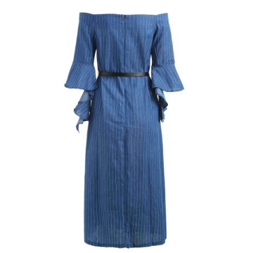 Off The houlder Front lit Midi Dress - Blue Jay