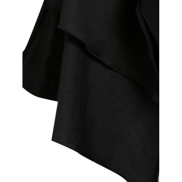 Off The Shoulder Plain Top and Asymmetric Layered Lace-up Vest - Black